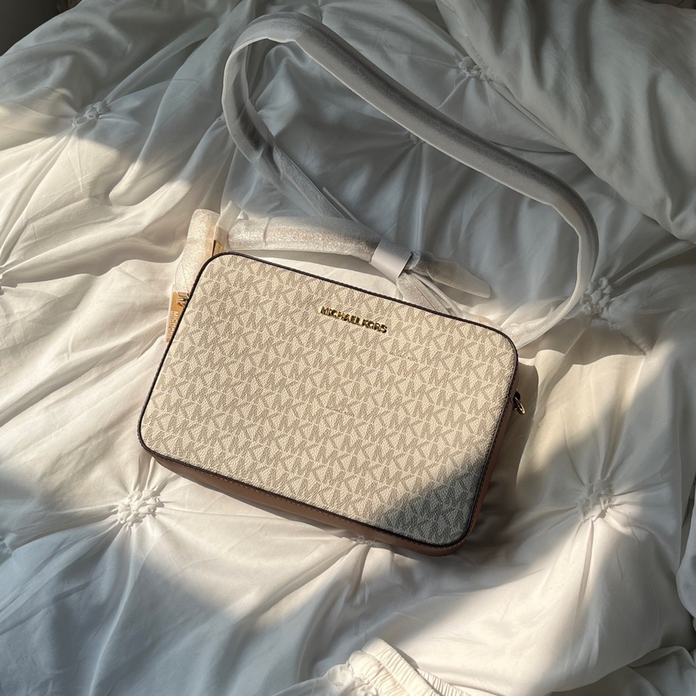 Michael Kors Beige and Brown Crossbody Bag
